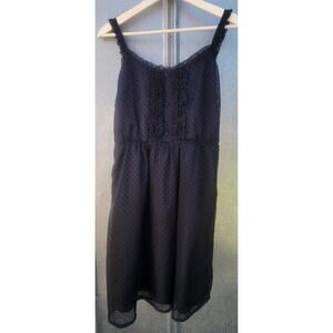 Romy Black Mesh Polka Dot Lined Tank Style Mini Dress Size M